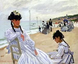 On the Beach of Trouville by Claude Monet