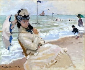 Camille On the Beach In Trouville 1870 by Claude Monet Camille On the Beach In Trouville 1870 by Claude Monet