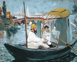Monet In His Floating Studio by Claude Monet Monet In His Floating Studio by Claude Monet