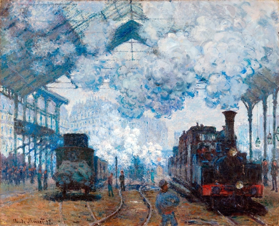 The Gare Saint-Lazare, Arrival of A Train by Claude Monet, oil painting reproduction on canvas The Gare Saint-Lazare, Arrival of A Train by Claude Monet