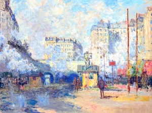 Extérieur De La Gare Saint-Lazare, Effet De Soleil by Claude Monet
