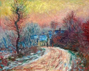 Entrée De Giverny En Hiver, Soleil Couchant by Claude Monet Entrée De Giverny En Hiver, Soleil Couchant by Claude Monet