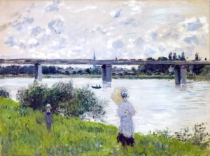 The Promenade With the Railroad Bridge, Argenteuil by Claude Monet