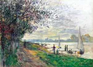 La Berge Du Petit-Gennevilliers, Soleil Couchant 1875 by Claude Monet