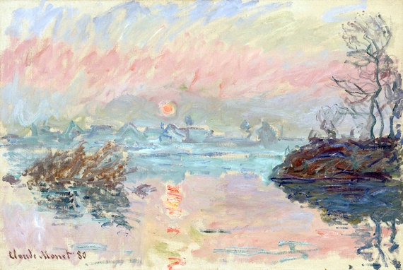 Coucher De Soleil à Lavacourt by Claude Monet, oil painting reproduction on canvas Coucher De Soleil à Lavacourt by Claude Monet