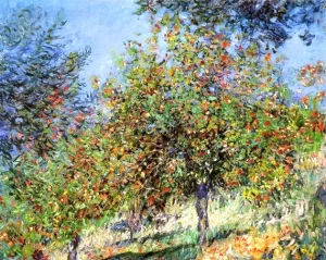 Apple Trees On the Chantemesle Hill 1878 by Claude Monet