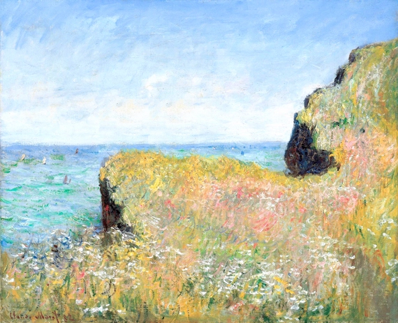 Edge of the Cliff, Pourville, 1882 by Claude Monet, oil painting reproduction on canvas Edge of the Cliff, Pourville, 1882 by Claude Monet