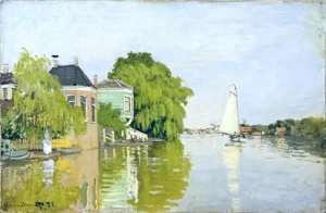 Houses On the Achterzaan, 1872 by Claude Monet Houses On the Achterzaan, 1872 by Claude Monet