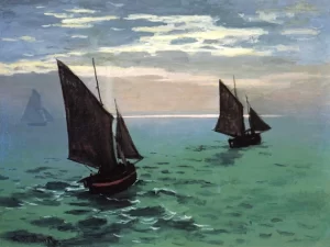 Fishing Boats at Sea, 1868 by Claude Monet Fishing Boats at Sea, 1868 by Claude Monet