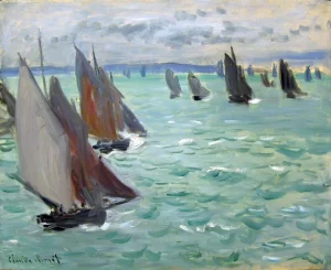 Fishing Boats at the Sea, 1868 by Claude Monet Fishing Boats at the Sea, 1868 by Claude Monet