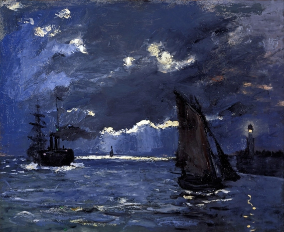 A Seascape, Shipping By Moonlight by Claude Monet, oil painting reproduction on canvas A Seascape, Shipping By Moonlight by Claude Monet