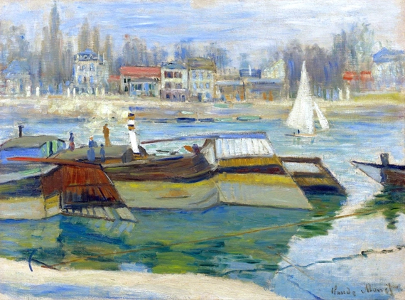 The Seine at Asnieres, 1873 by Claude Monet, oil painting reproduction on canvas The Seine at Asnieres, 1873 by Claude Monet