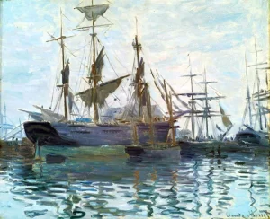 Ships In Harbor, 1873 by Claude Monet Ships In Harbor, 1873 by Claude Monet