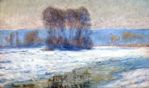 The Seine at Bennecourt, Winter by Claude Monet