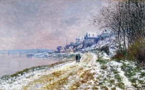 Le Chemin D'epinay, Effet De Neige by Claude Monet