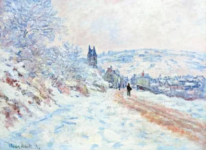 La Route De Vétheuil, Effet De Neige by Claude Monet
