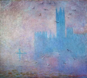 Gulls, River Thames In London, Parliment Building by Claude Monet