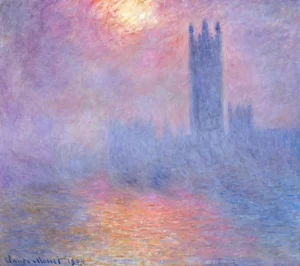 Houses of Parliament, London, Sun Breaking Through, 1904 by Claude Monet