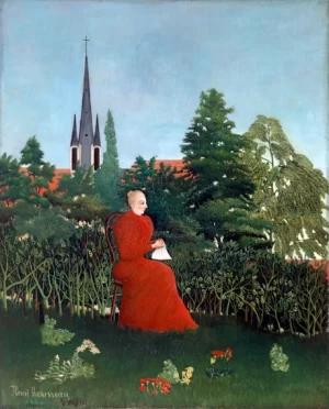 Portrait of a Woman in a Landscape by Henri Rousseau