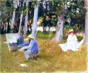 Claude Monet Painting By the Edge of a Wood 1885-2 by John Singer Sargent Claude Monet Painting By the Edge of a Wood 1885-2 by John Singer Sargent