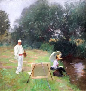 Dennis Miller Bunker Painting at Calcot 1888 by John Singer Sargent