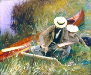 Paul Helleu Sketching With His Wife 1889 by John Singer Sargent