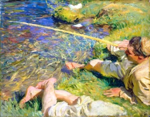 Val D'aosta-A Man Fishing 1907 by John Singer Sargent Val D'aosta-A Man Fishing 1907 by John Singer Sargent