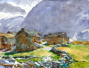 Simplon Pass-Chalets 1909 by John Singer Sargent