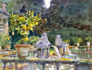Villa Di Marlia, Lucca-A Fountain 1910 by John Singer Sargent