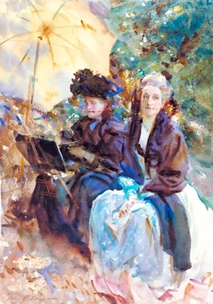 Miss Eliza Wedgwood and Miss Sargent Sketching 1908 by John Singer Sargent Miss Eliza Wedgwood and Miss Sargent Sketching 1908 by John Singer Sargent
