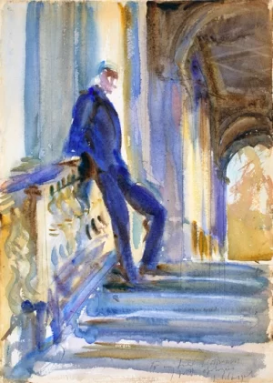 Sir Neville Wilkinson on the Steps of the Palladian Bridge at Wilton House 1904 by John Singer Sargent Sir Neville Wilkinson on the Steps of the Palladian Bridge at Wilton House 1904 by John Singer Sargent