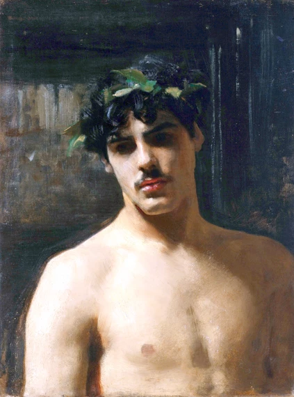 Man Wearing Laurels by John Singer Sargent, oil painting reproduction on canvas Man Wearing Laurels by John Singer Sargent