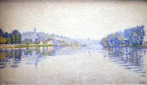 Banks Of River Seine At Herblay by Paul Signac
