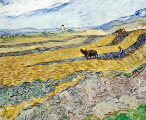 Enclosed Field With Ploughman 1889 by Vincent Van Gogh
