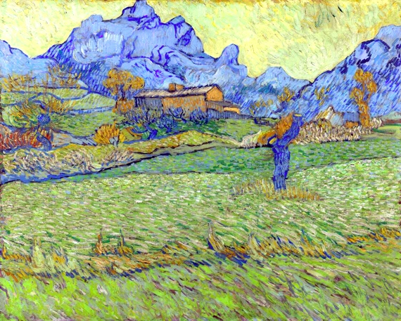 Wheat Fields In A Mountainous Landscape by Vincent Van Gogh, oil painting reproduction on canvas Wheat Fields In A Mountainous Landscape by Vincent Van Gogh