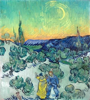 A Walk At Twilight 1890 by Vincent Van Gogh A Walk At Twilight 1890 by Vincent Van Gogh