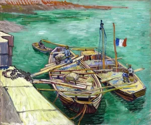Quay With Men Unloading Sand Barges 1888 by Vincent Van Gogh Quay With Men Unloading Sand Barges 1888 by Vincent Van Gogh