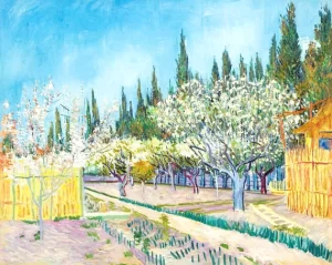 Orchard Bordered By Cypresses by Vincent Van Gogh