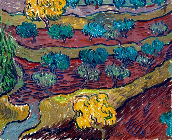 Olive Trees On A Hillside by Vincent Van Gogh, oil painting reproduction on canvas Olive Trees On A Hillside by Vincent Van Gogh