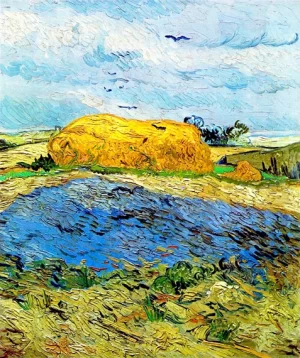 Haystacks Under A Rainy Sky by Vincent Van Gogh Haystacks Under A Rainy Sky by Vincent Van Gogh