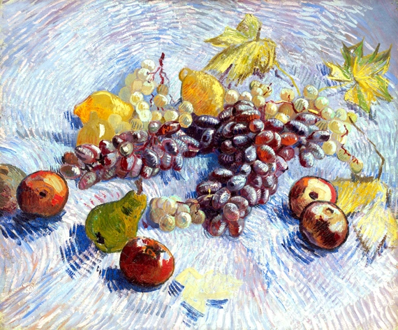 Grapes, Lemons, Pears, And Apples by Vincent Van Gogh, oil painting reproduction on canvas Grapes, Lemons, Pears, And Apples by Vincent Van Gogh