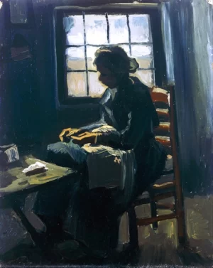 Woman Sewing 1885 by Vincent Van Gogh