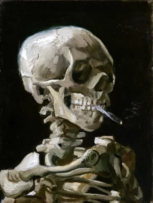 Head Of A Skeleton With A Burning Cigarette 1886 by Vincent Van Gogh