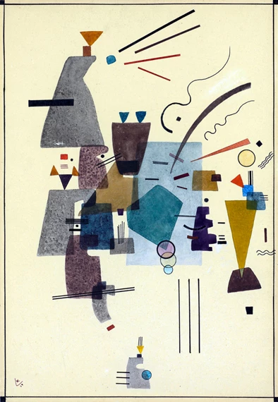 Gewärmtes Kühl (Warmed Cool) by Wassily Kandinsky, oil painting reproduction on canvas Gewärmtes Kühl (Warmed Cool) by Wassily Kandinsky