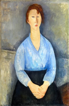 Woman Seated with Blue Shirt 1919 by Amedeo Modigliani Woman Seated with Blue Shirt 1919 by Amedeo Modigliani