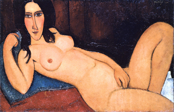 Reclining nude with Loose Hair 1917 by Amedeo Modigliani, oil painting reproduction on canvas Reclining nude with Loose Hair 1917 by Amedeo Modigliani