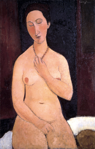 Seated nude with Necklace by Amedeo Modigliani, oil painting reproduction on canvas Seated nude with Necklace by Amedeo Modigliani