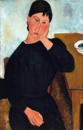 Elvira Resting at a Table 1918 by Amedeo Modigliani Elvira Resting at a Table 1918 by Amedeo Modigliani