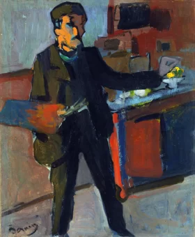 Self-portrait in studio by André Derain
