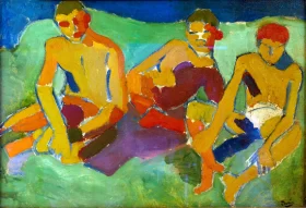Trois personnages assis dans l'herbe by André Derain